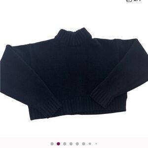 Wilfred Free Sweater Womens Small Black Harper Merino Wool Mock Neck Cropped